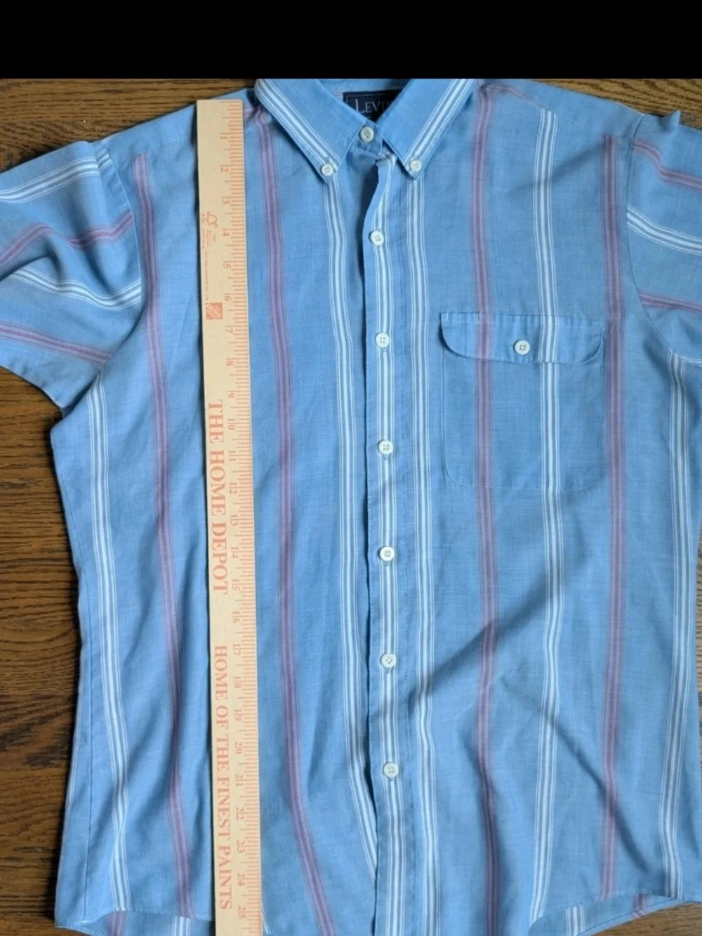 Vintage Levis Shirt Men's M Blue Striped Long Slv Button Down Western Cowboy 80s